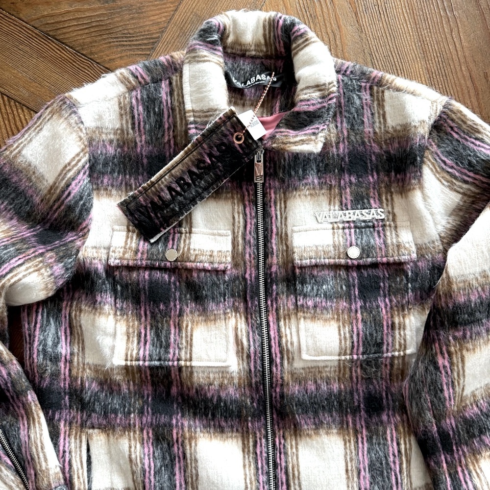 NWT Valabasas Men’s "PIONEER " BLACK/PINK MOHAIR JACKET- Large